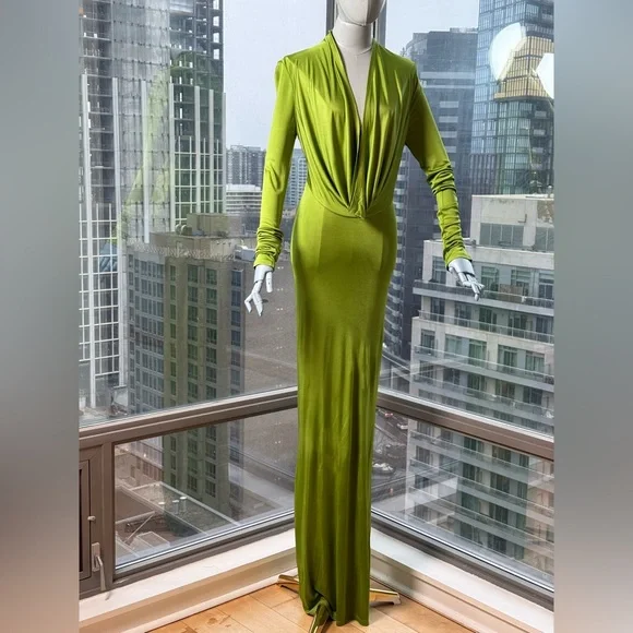 🆕 RAT & BOA 🧿 NWOT Octavia Long Sleeve Column Maxi Dress, Green - Sz M US 6 - Picture 5 of 17